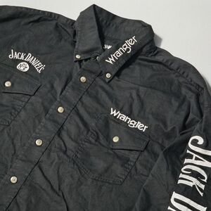 Wrangler Jack Daniels Western Shirt Button-Up Black White XL Cotton Cowboy Rodeo